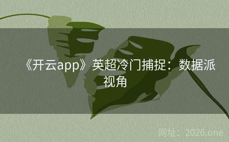 《开云app》英超冷门捕捉：数据派视角  第1张